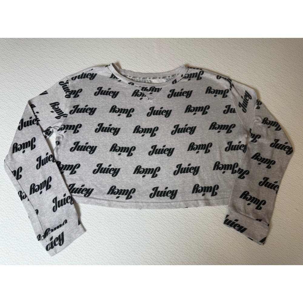Juicy Super Soft Long Sleeve Cropped Shirt Size Small Gray/Black